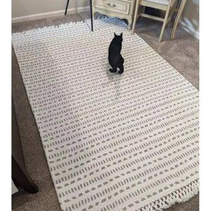 Pattern stripe white grey area carpet 5x7 Feet